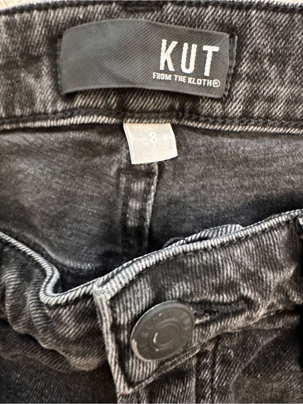 KUT from the Kloth Black High Rise Straight Leg Jeans Size 8 Button Fly - Picture 5 of 6
